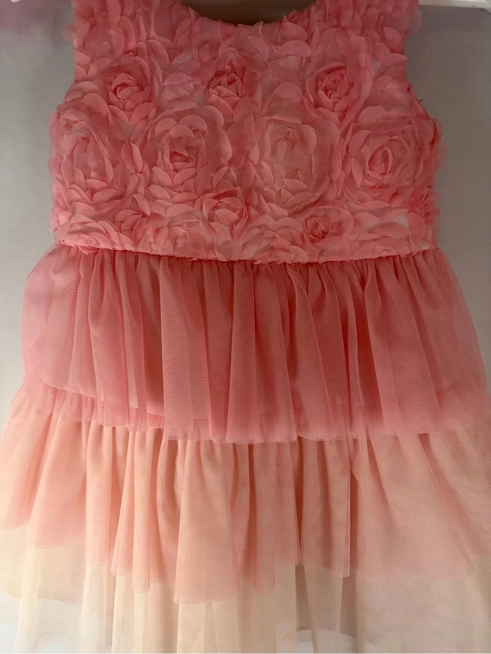 Bonnie Jean Girls 3T Pink Rosette Tulle Party Dress + 2 Bows